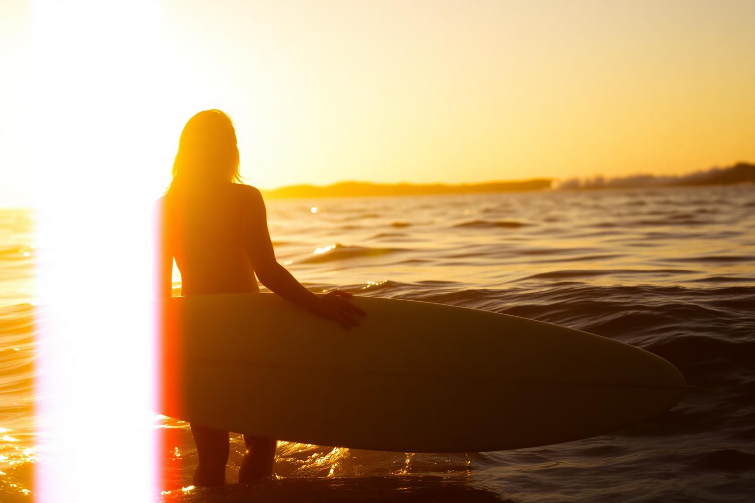 Surfing at golden hour